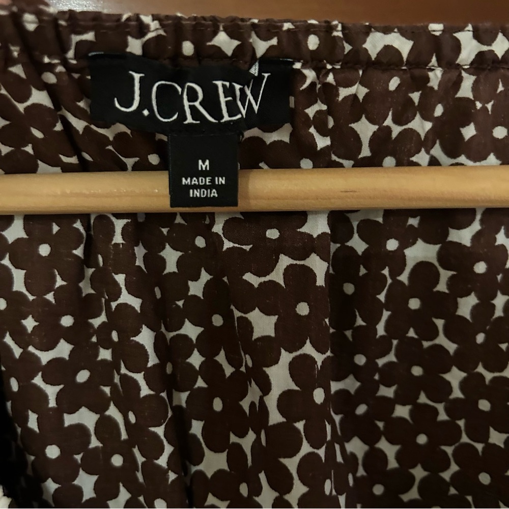 J.Crew brown/cream peplum top with Daisy’s print Size Medium - Picture 5 of 7